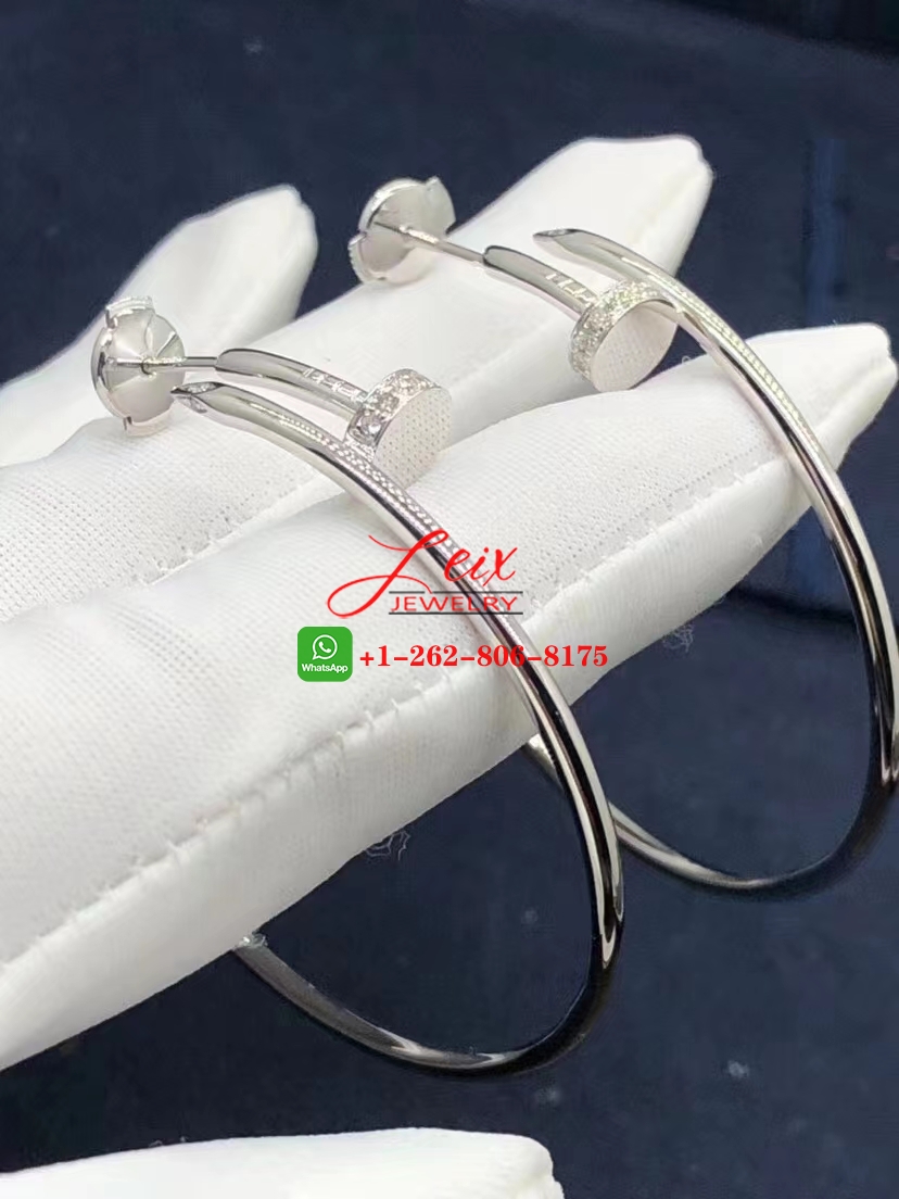 Cartier 18k White Gold Juste un Clou 0.17ct Diamond Hoop Nail Earrings Cartier 18k White Gold Juste un Clou 0.17ct Diamond Hoop Nail Earrings