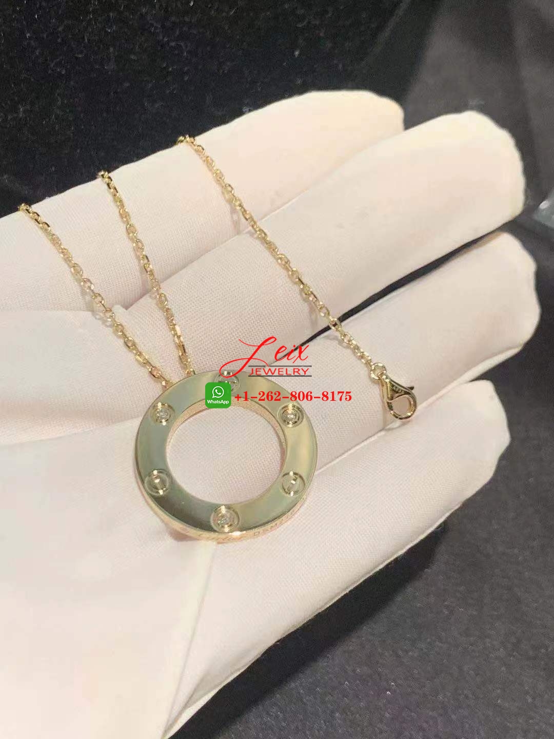 Cartier 18k Yellow Gold 3 Diamonds LOVE pendant Necklace (1) Cartier 18k Yellow Gold 3 Diamonds LOVE pendant Necklace