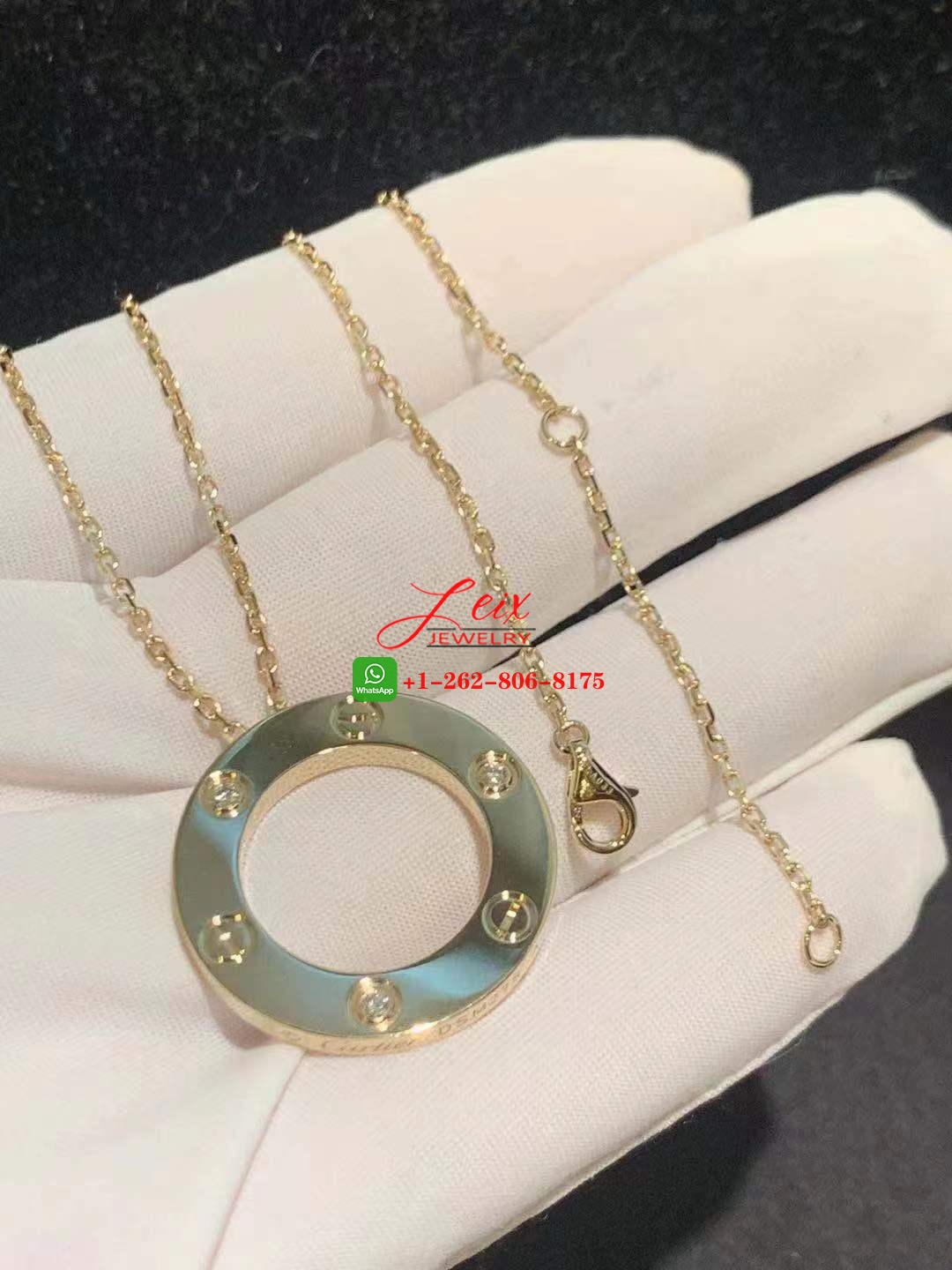 Cartier 18k Yellow Gold 3 Diamonds LOVE pendant Necklace Cartier 18k Yellow Gold 3 Diamonds LOVE pendant Necklace