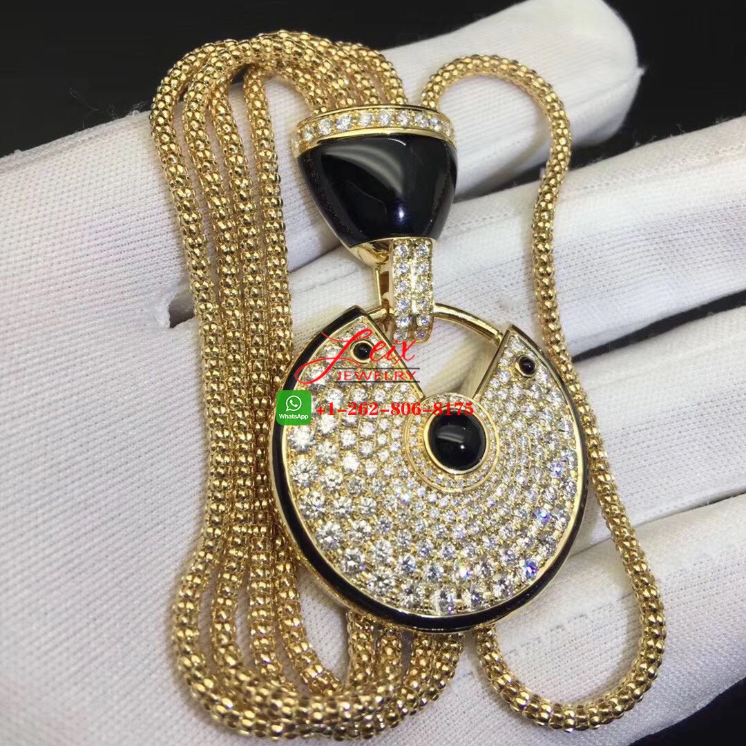 Cartier 18k Yellow Gold Amulette de Cartier 4.85CT Diamond Onyx Large Model Bracelet (1) Cartier 18k Yellow Gold Amulette de Cartier 4.85CT Diamond Onyx Large Model Bracelet