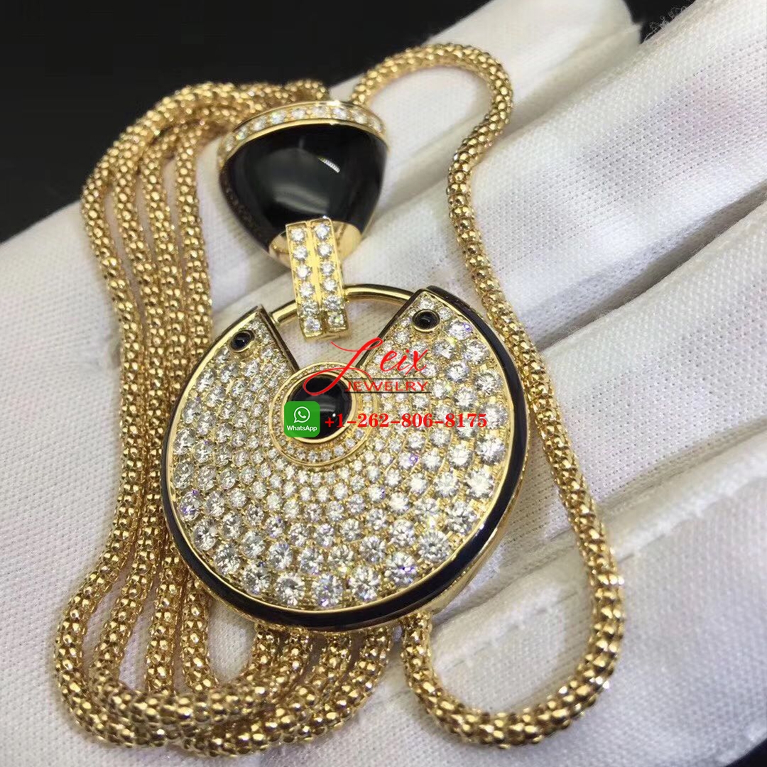 Cartier 18k Yellow Gold Amulette de Cartier 4.85CT Diamond Onyx Large Model Bracelet (2) Cartier 18k Yellow Gold Amulette de Cartier 4.85CT Diamond Onyx Large Model Bracelet