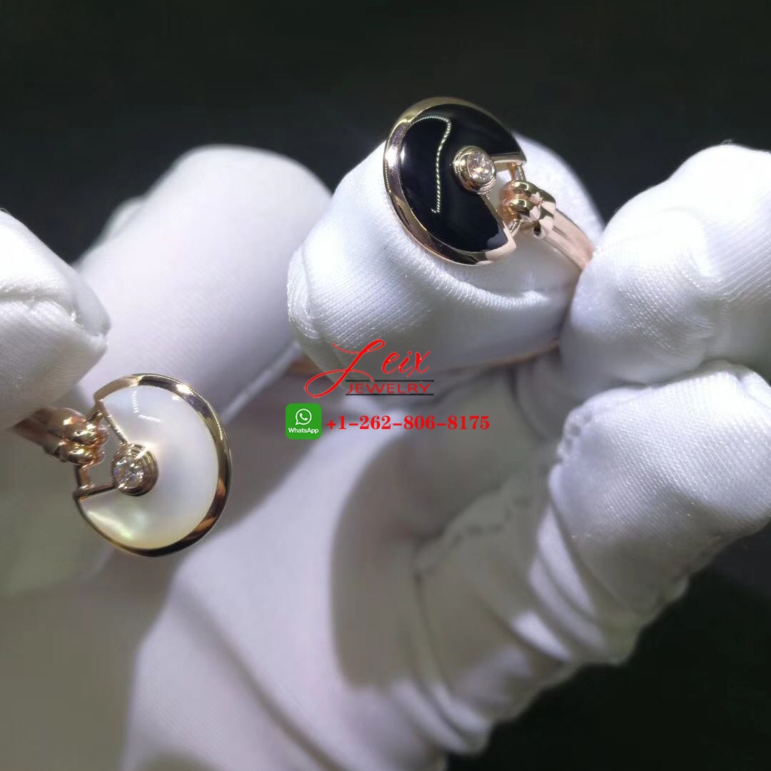 Cartier Amulette De Cartier Mother of Pearl Onyx & Diamond 18K Rose Gold Cuff Bracelet (1) Cartier Amulette De Cartier Mother of Pearl Onyx & Diamond 18K Rose Gold Cuff Bracelet