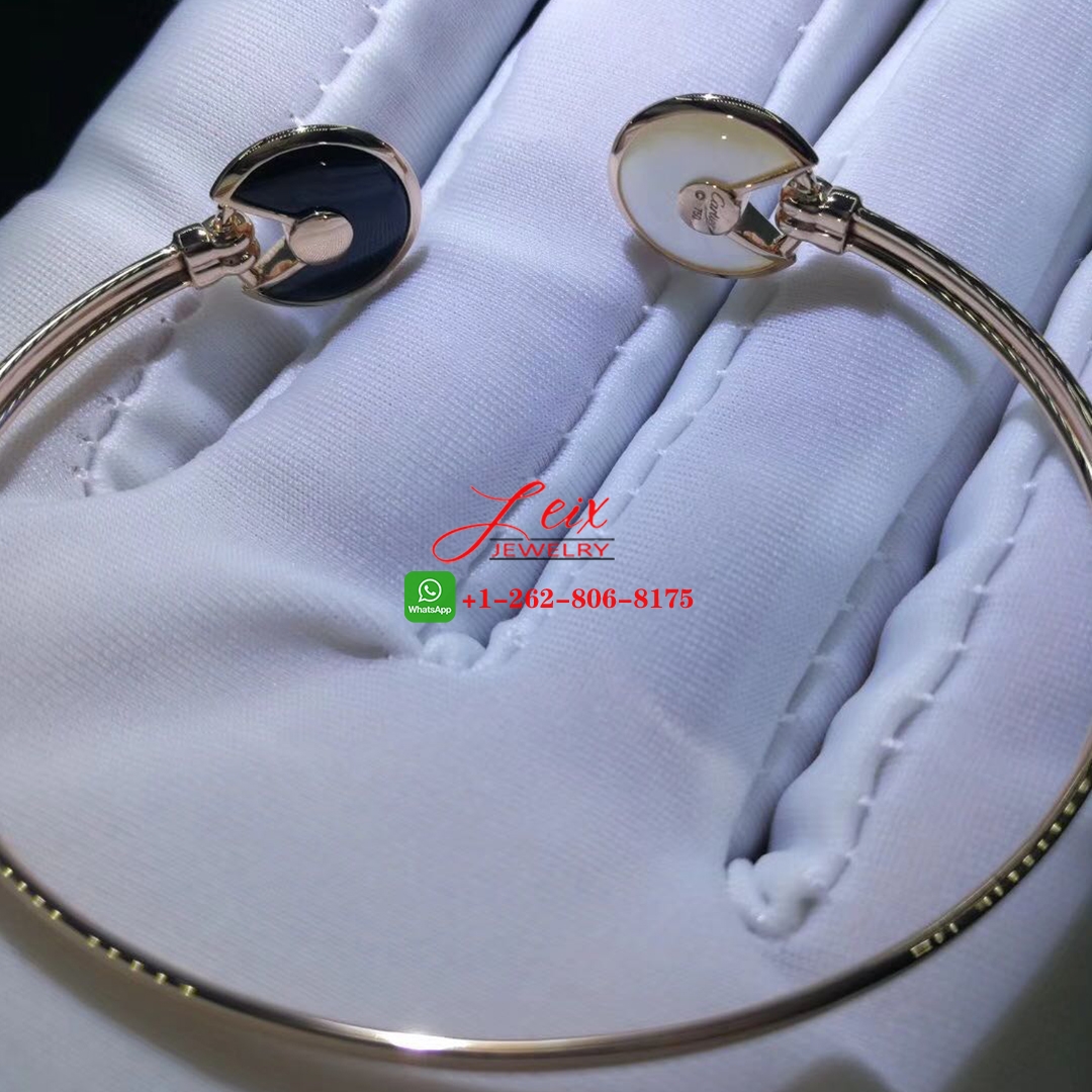 Cartier Amulette De Cartier Mother of Pearl Onyx & Diamond 18K Rose Gold Cuff Bracelet (3) Cartier Amulette De Cartier Mother of Pearl Onyx & Diamond 18K Rose Gold Cuff Bracelet