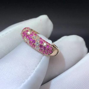 Cartier Etincelle 18k Rose Gold Pink Sapphire & Diamond Ring