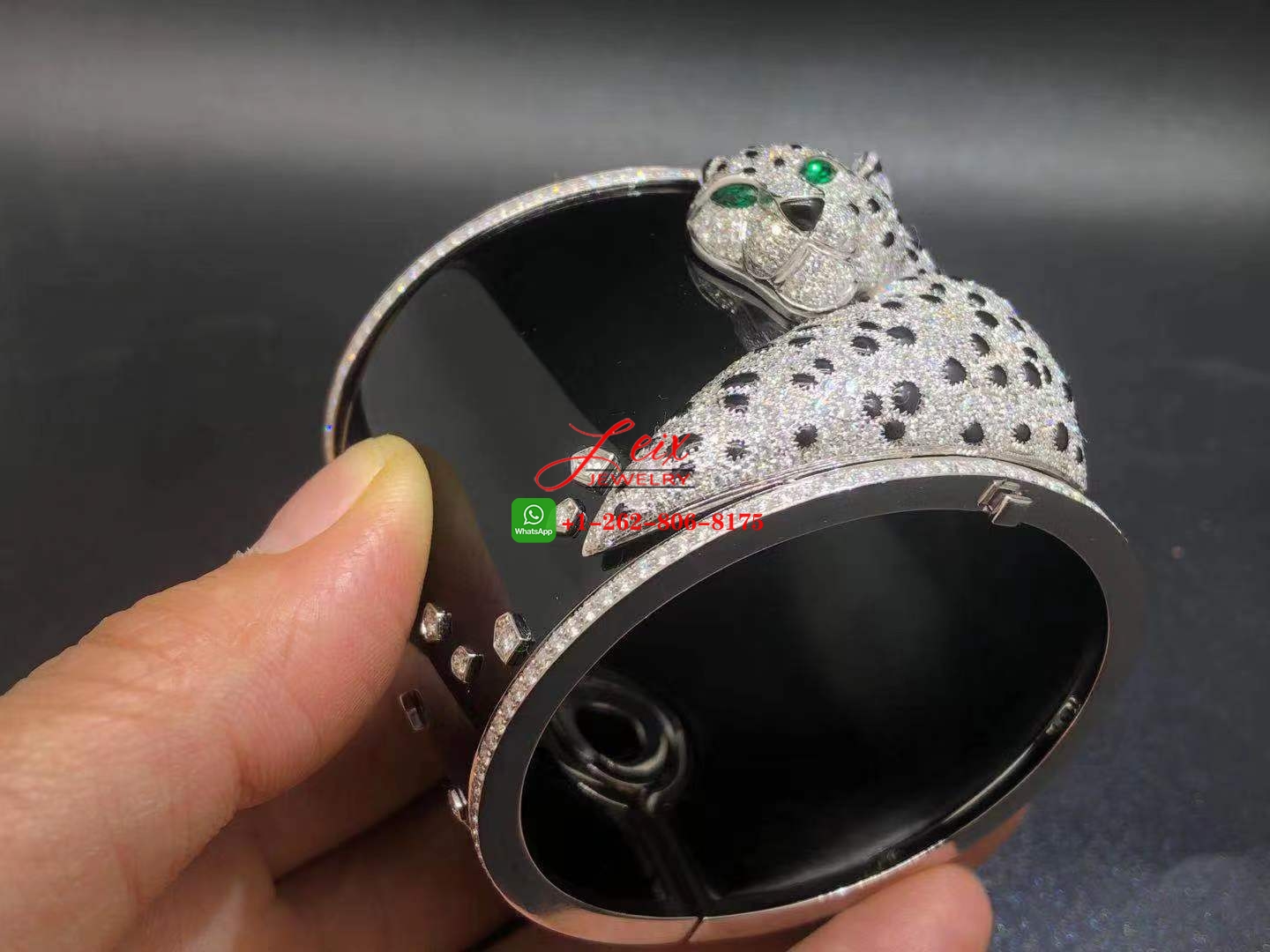 Cartier High Jewellery Panther 18K White Gold Onyx & Diamond Wide Bracelet (2) Cartier High Jewellery Panther 18K White Gold Onyx & Diamond Wide Bracelet