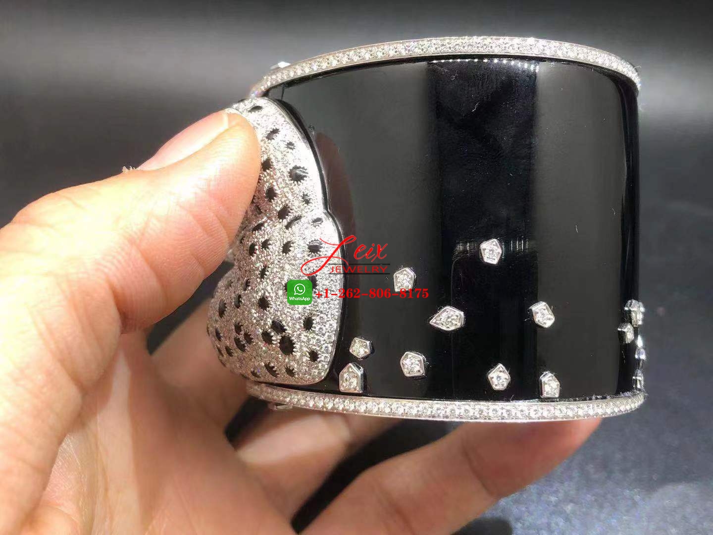 Cartier High Jewellery Panther 18K White Gold Onyx & Diamond Wide Bracelet (4) Cartier High Jewellery Panther 18K White Gold Onyx & Diamond Wide Bracelet