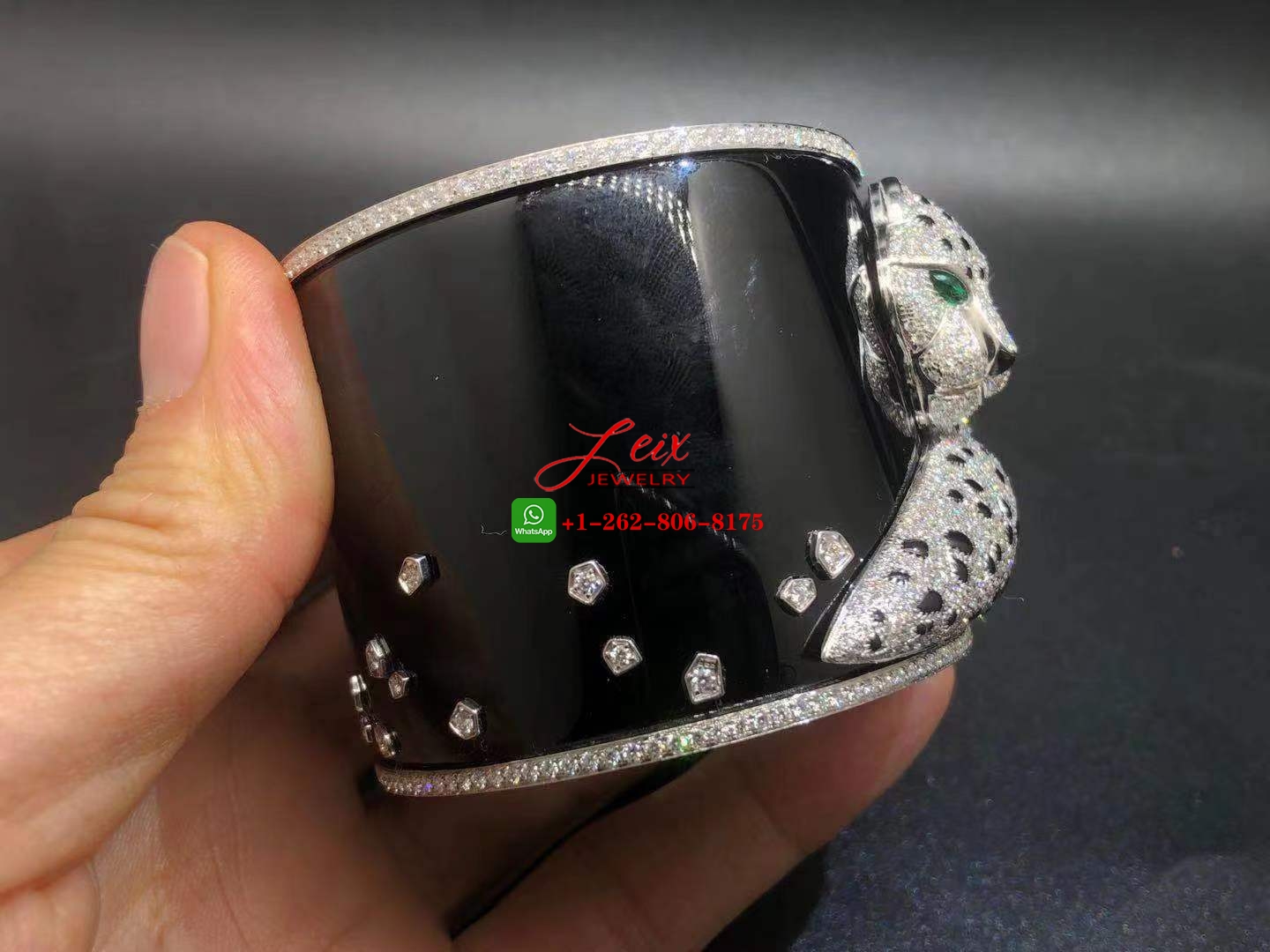 Cartier High Jewellery Panther 18K White Gold Onyx & Diamond Wide Bracelet (5) Cartier High Jewellery Panther 18K White Gold Onyx & Diamond Wide Bracelet