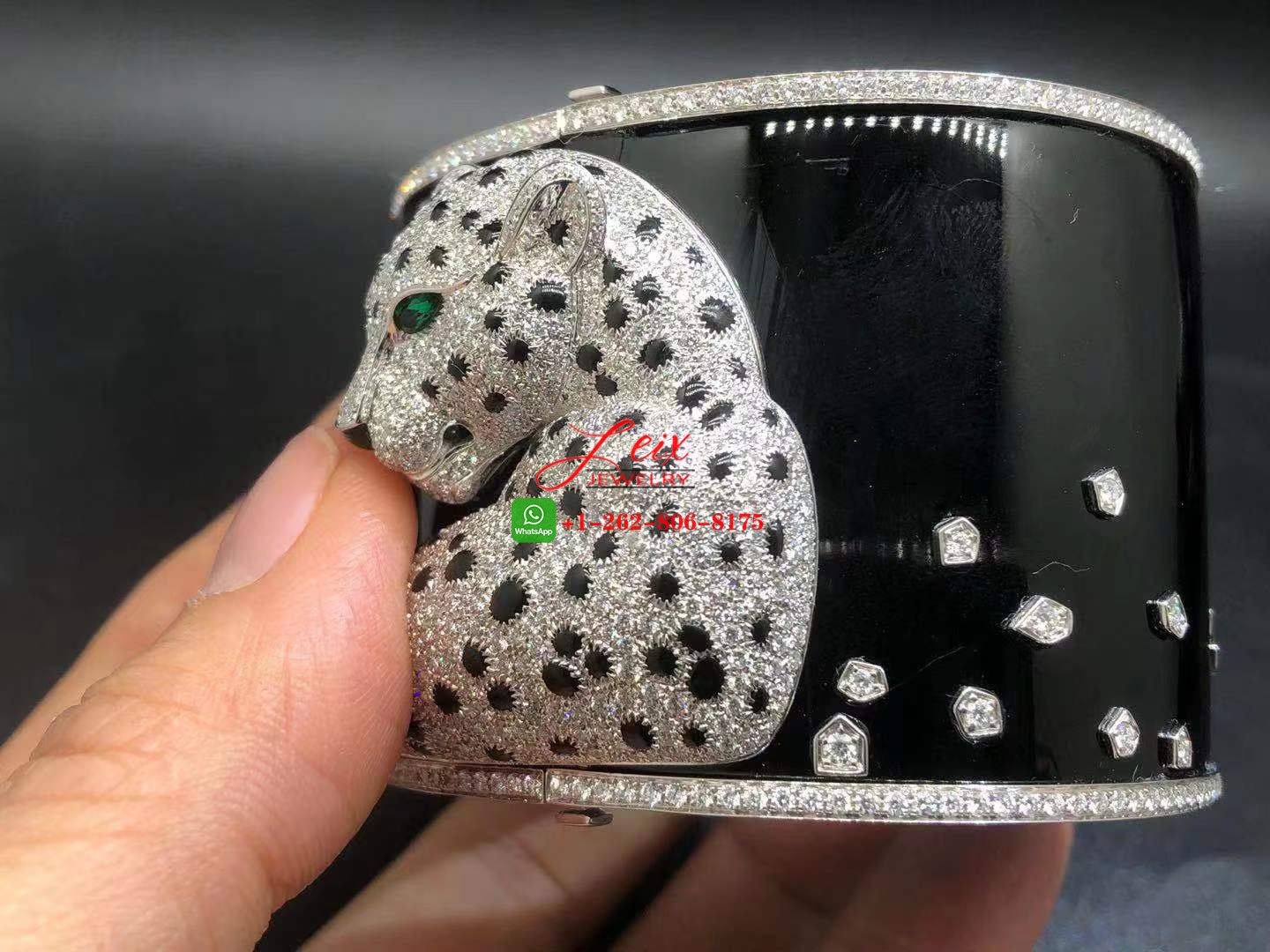 Cartier High Jewellery Panther 18K White Gold Onyx & Diamond Wide Bracelet (6) Cartier High Jewellery Panther 18K White Gold Onyx & Diamond Wide Bracelet