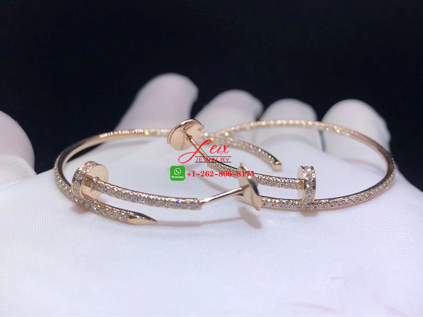 Cartier Juste Un Clou 18k Rose Gold 1.26ct Diamond Nail Large Hoop Earrings (1) Cartier Juste Un Clou 18k Rose Gold 1.26ct Diamond Nail Large Hoop Earrings