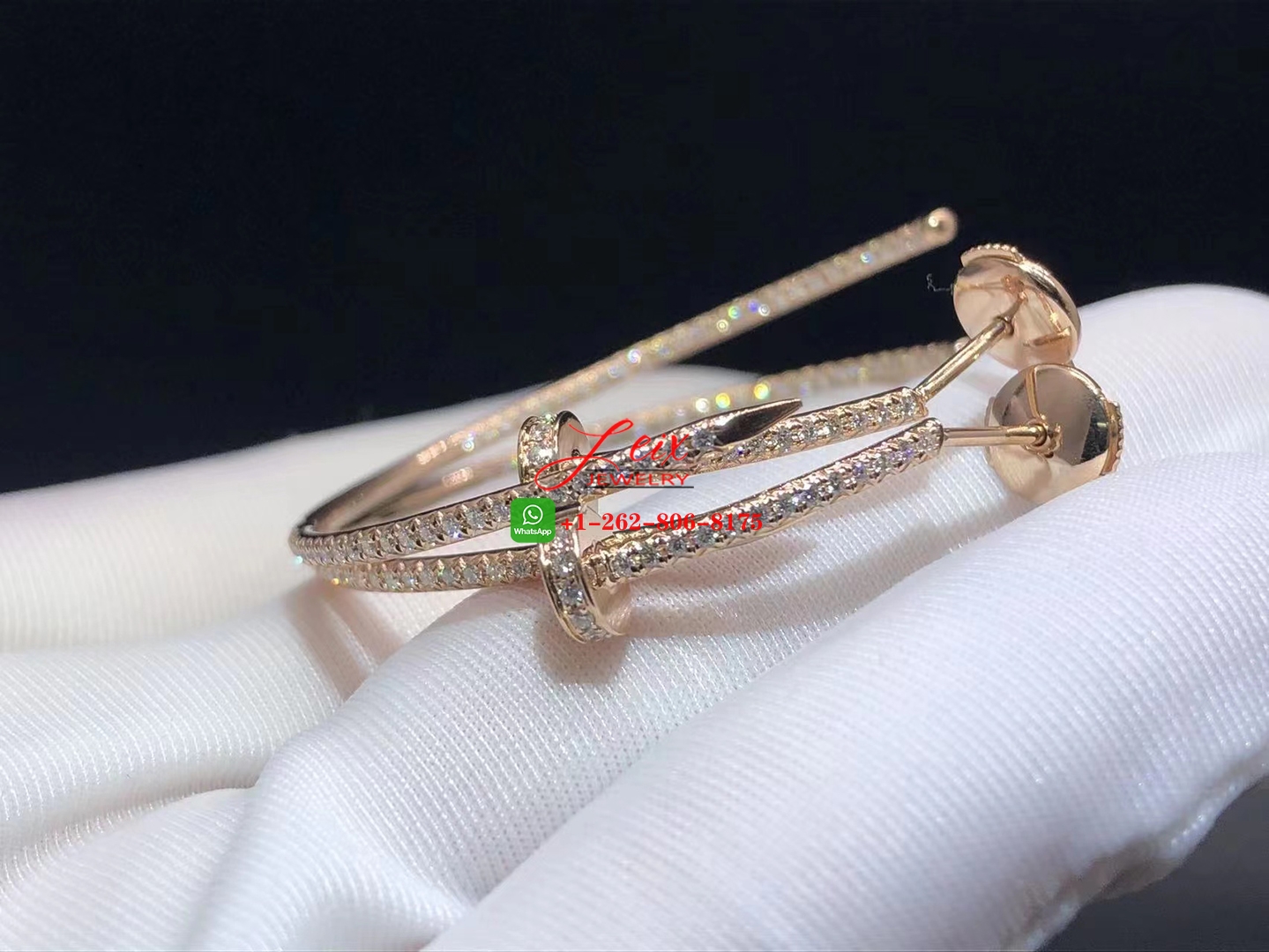 Cartier Juste Un Clou 18k Rose Gold 1.26ct Diamond Nail Large Hoop Earrings Cartier Juste Un Clou 18k Rose Gold 1.26ct Diamond Nail Large Hoop Earrings