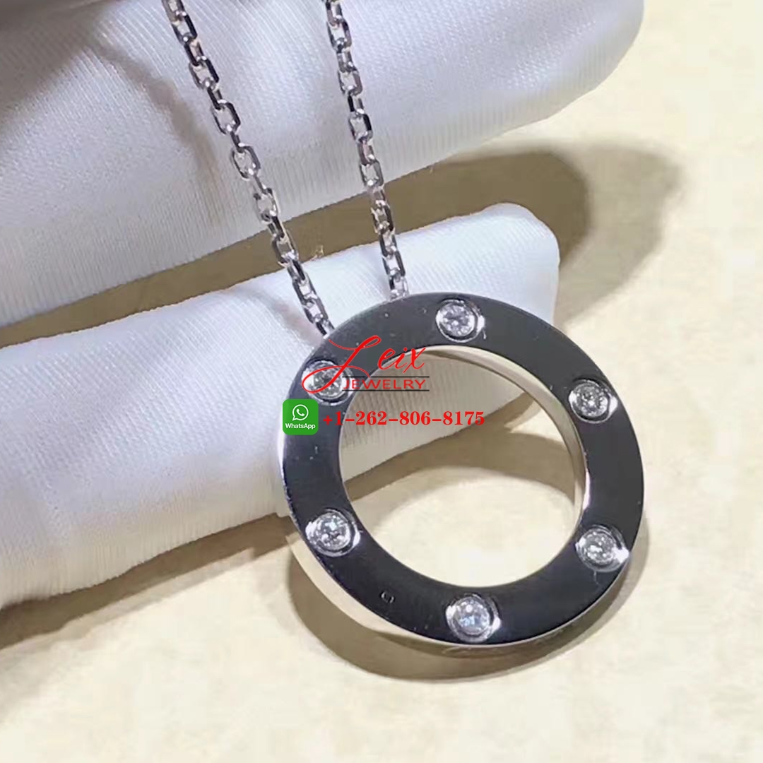 Cartier Love 6 Diamonds 18k White Gold Pendant Necklace (3) Cartier Love 6 Diamonds 18k White Gold Pendant Necklace