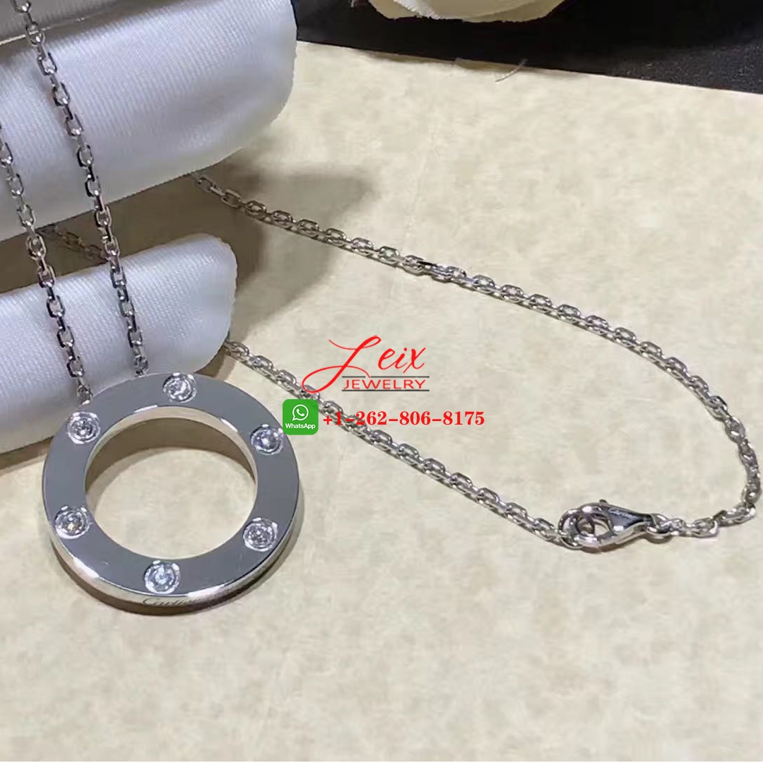 Cartier Love 6 Diamonds 18k White Gold Pendant Necklace Cartier Love 6 Diamonds 18k White Gold Pendant Necklace