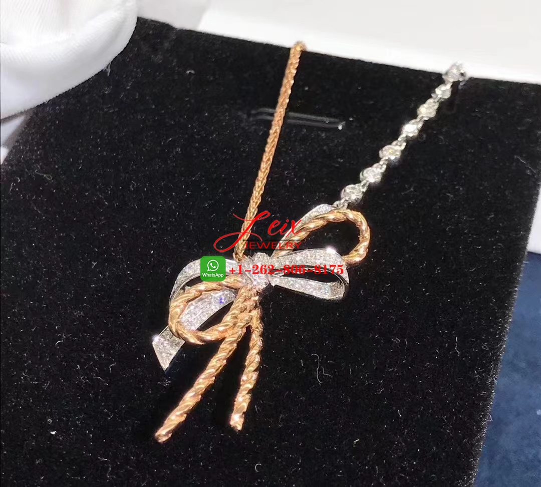 Chaumet Insolence Diamond 18k Gold Bow Pendant Necklace (1) Chaumet Insolence Diamond 18k Gold Bow Pendant Necklace