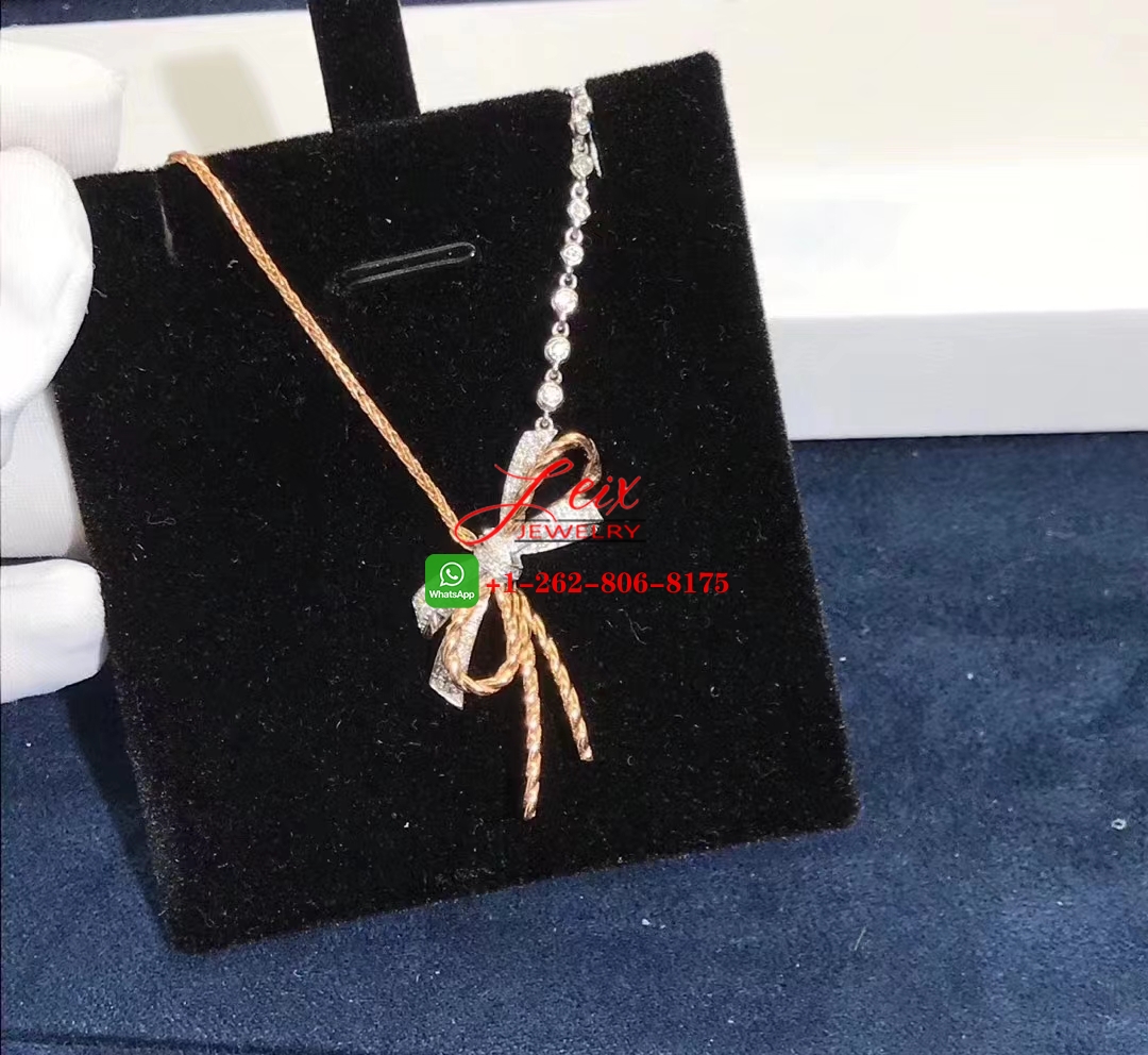 Chaumet Insolence Diamond 18k Gold Bow Pendant Necklace (2) Chaumet Insolence Diamond 18k Gold Bow Pendant Necklace