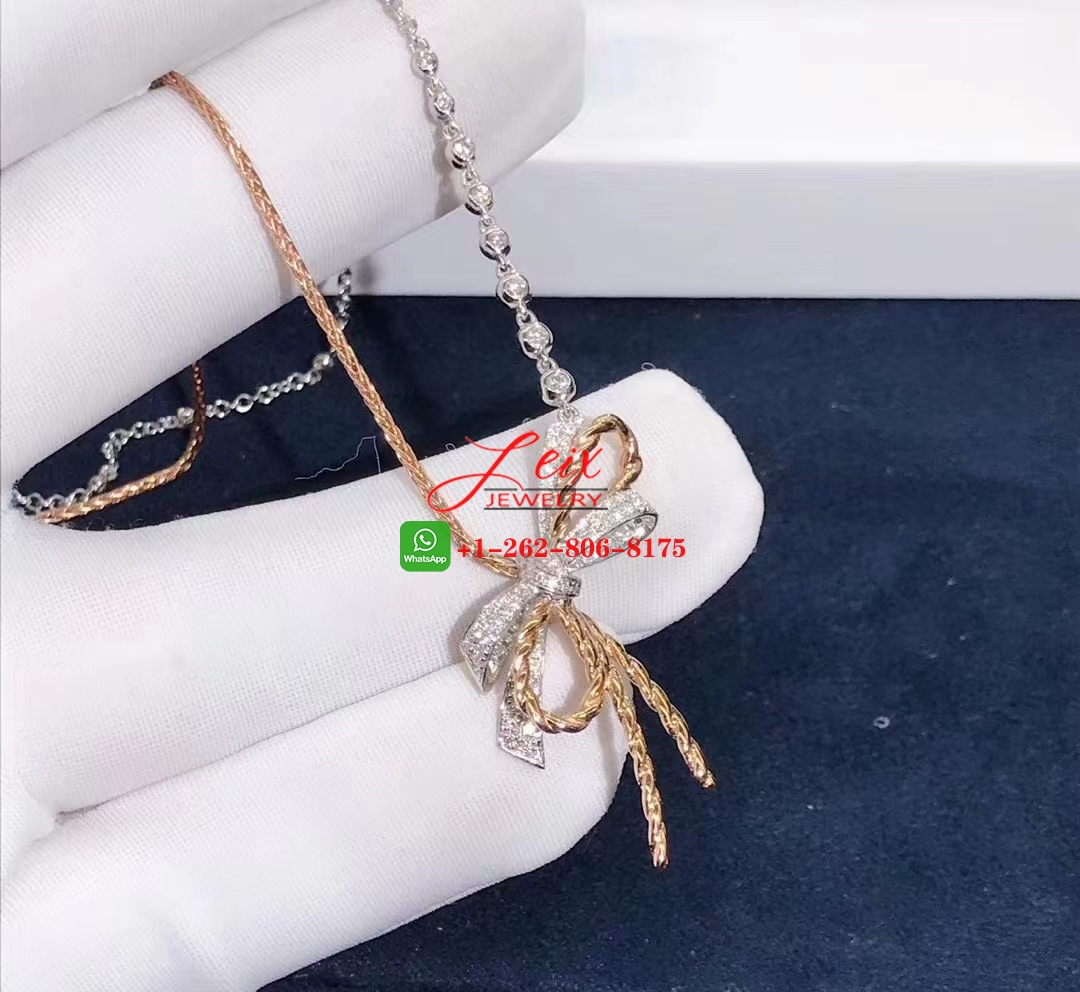 Chaumet Insolence Diamond 18k Gold Bow Pendant Necklace (3) Chaumet Insolence Diamond 18k Gold Bow Pendant Necklace