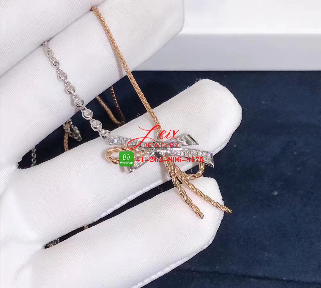 Chaumet Insolence Diamond 18k Gold Bow Pendant Necklace (4) Chaumet Insolence Diamond 18k Gold Bow Pendant Necklace