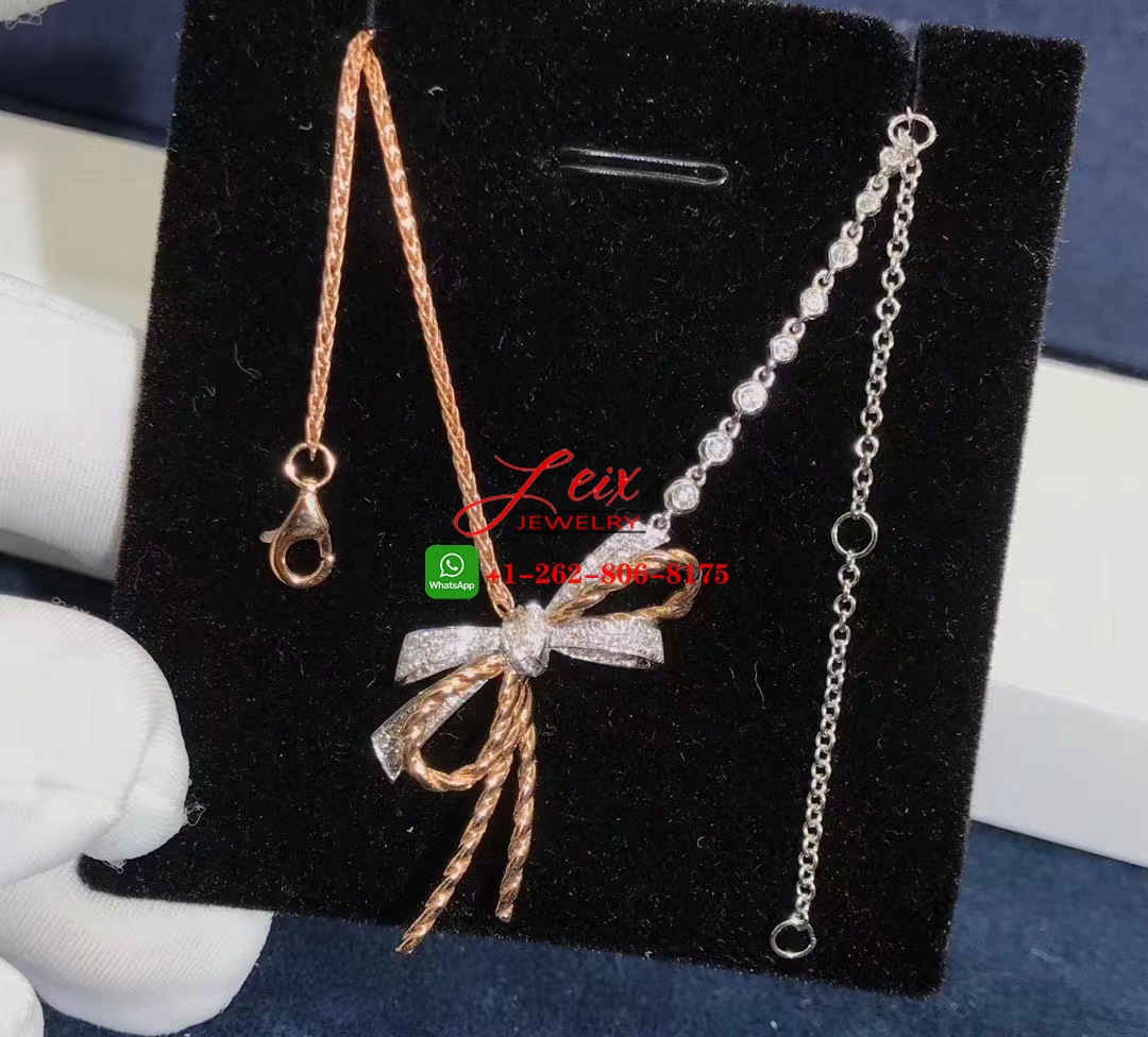 Chaumet Insolence Diamond 18k Gold Bow Pendant Necklace Chaumet Insolence Diamond 18k Gold Bow Pendant Necklace