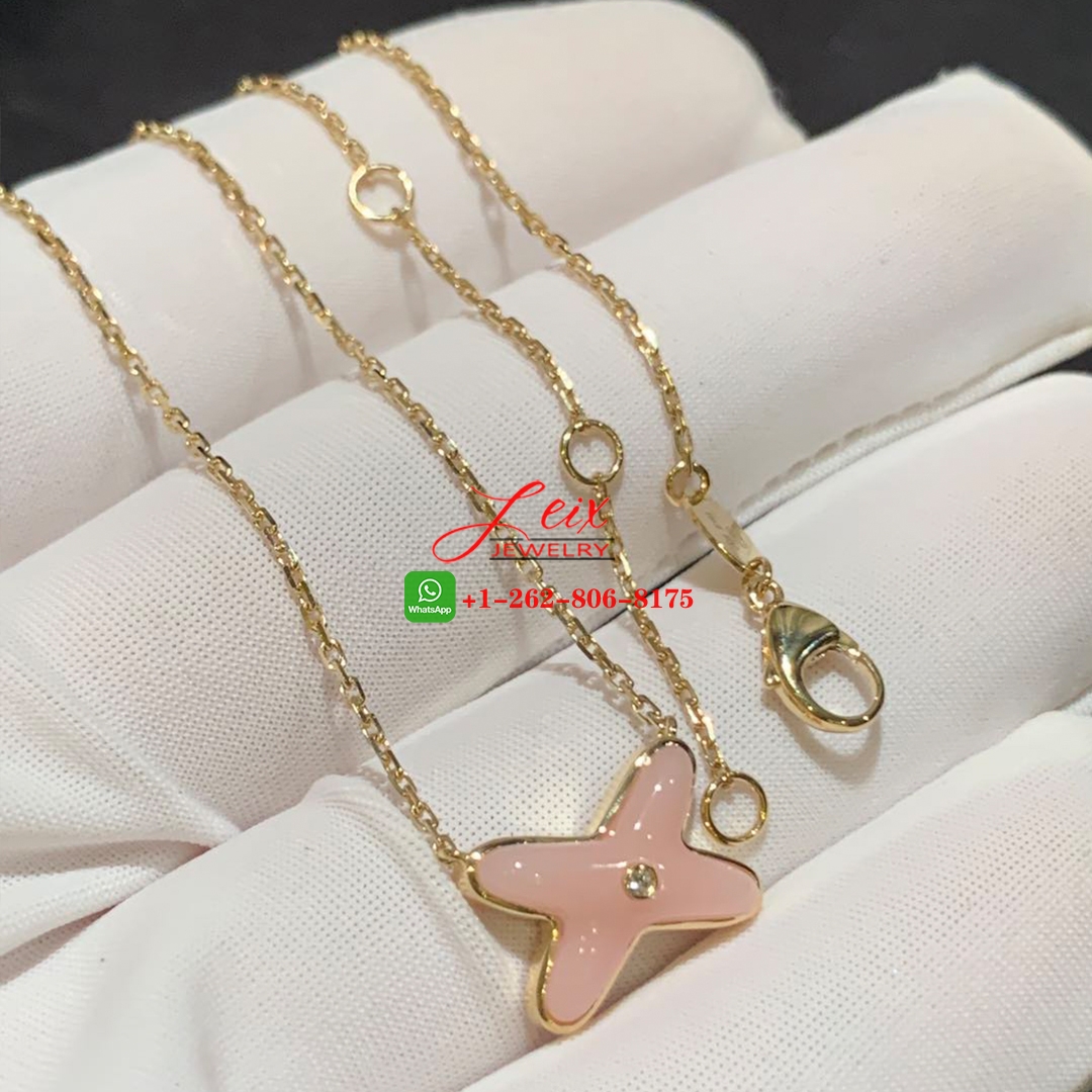 Chaumet Jeux De Liens Pink Opal Diamond 18K Yellow Gold Pendant Necklace (1) Chaumet Jeux De Liens Pink Opal Diamond 18K Yellow Gold Pendant Necklace