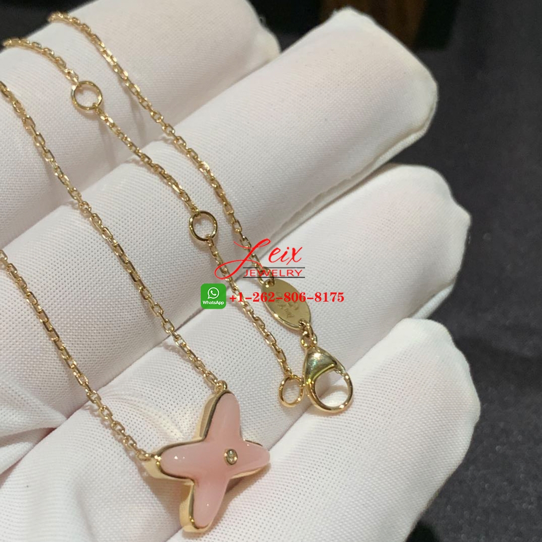 Chaumet Jeux De Liens Pink Opal Diamond 18K Yellow Gold Pendant Necklace (2) Chaumet Jeux De Liens Pink Opal Diamond 18K Yellow Gold Pendant Necklace