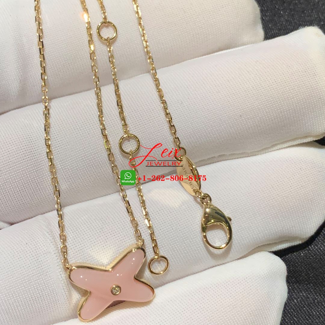 Chaumet Jeux De Liens Pink Opal Diamond 18K Yellow Gold Pendant Necklace Chaumet Jeux De Liens Pink Opal Diamond 18K Yellow Gold Pendant Necklace