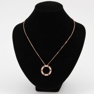 Custom Cartier 18k Rose Gold Diamond Love Necklace