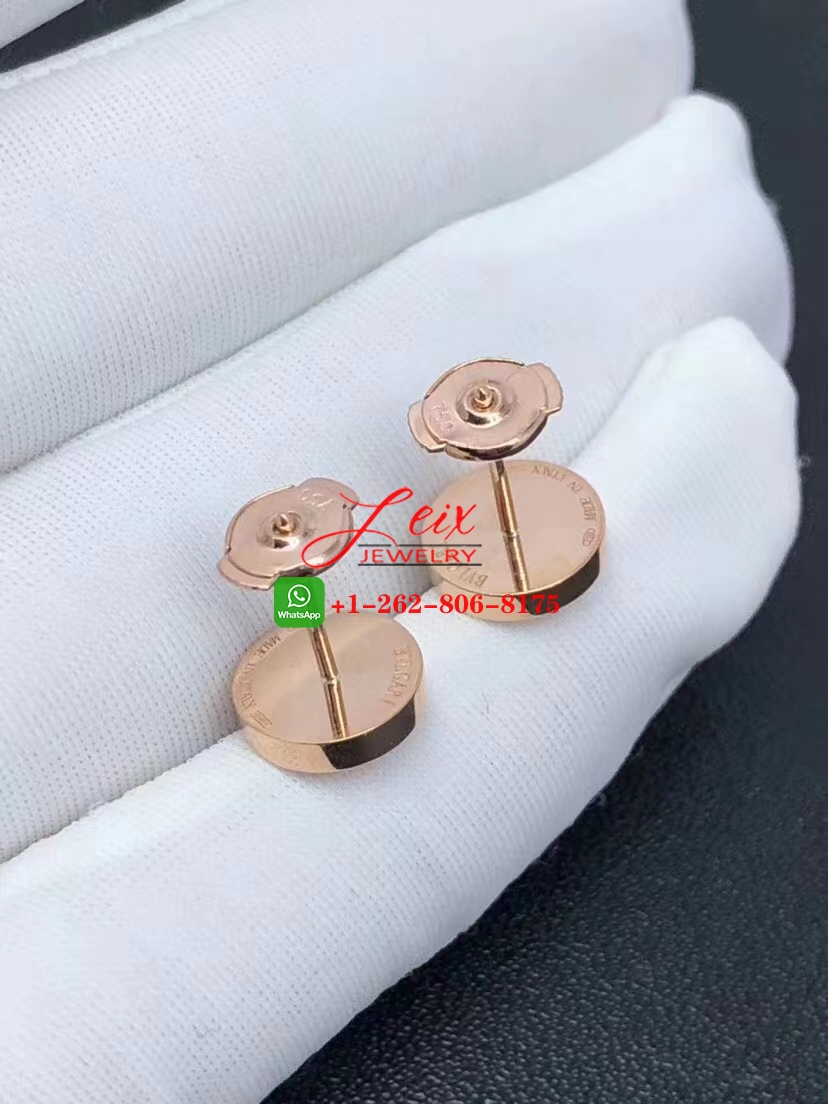 Custom Made Bvlgari 18K Rose Gold Black Onyx Stud Earrings (2) Custom Made Bvlgari 18K Rose Gold Black Onyx Stud Earrings