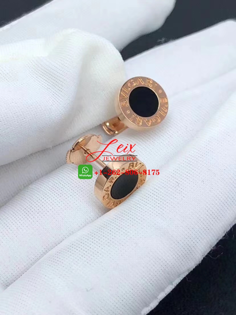 Custom Made Bvlgari 18K Rose Gold Black Onyx Stud Earrings (3) Custom Made Bvlgari 18K Rose Gold Black Onyx Stud Earrings