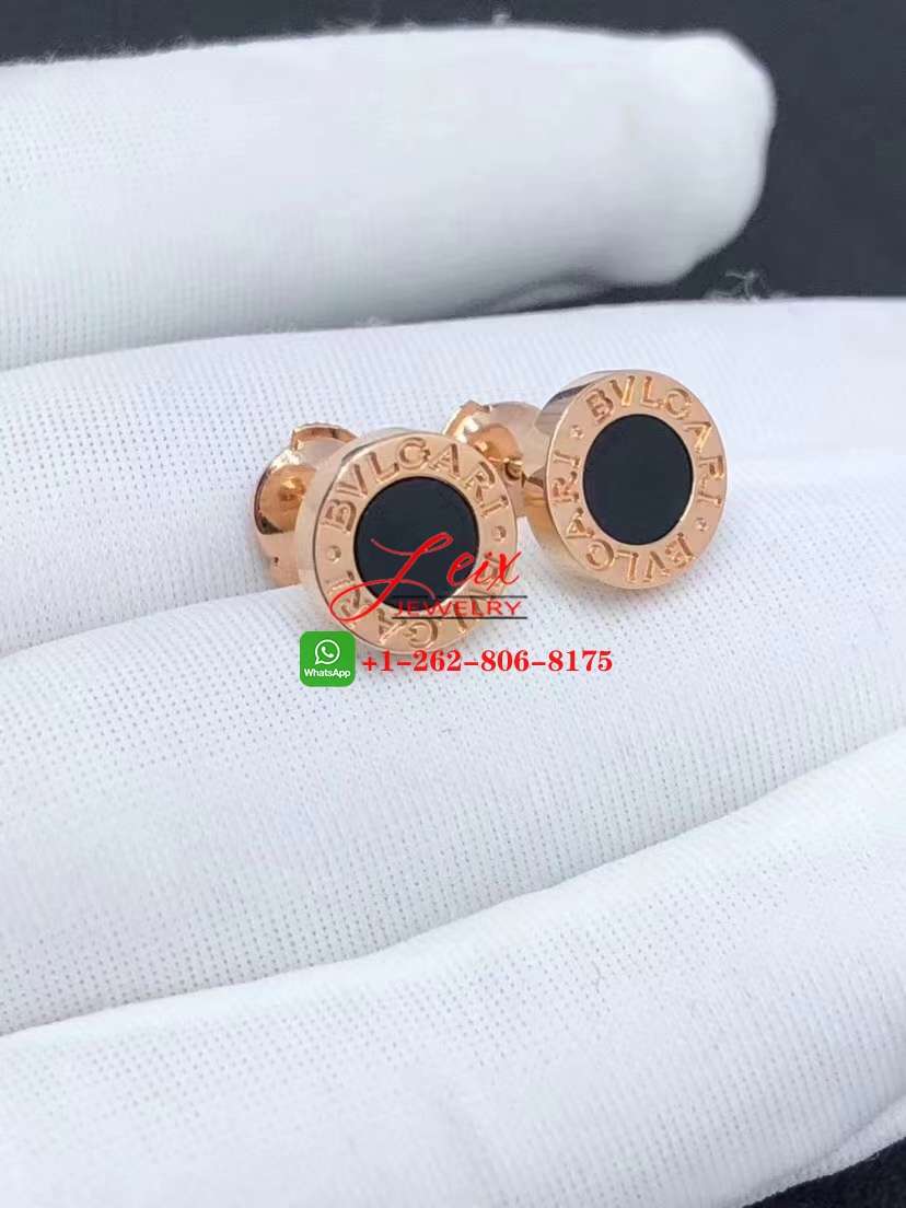 Custom Made Bvlgari 18K Rose Gold Black Onyx Stud Earrings Custom Made Bvlgari 18K Rose Gold Black Onyx Stud Earrings