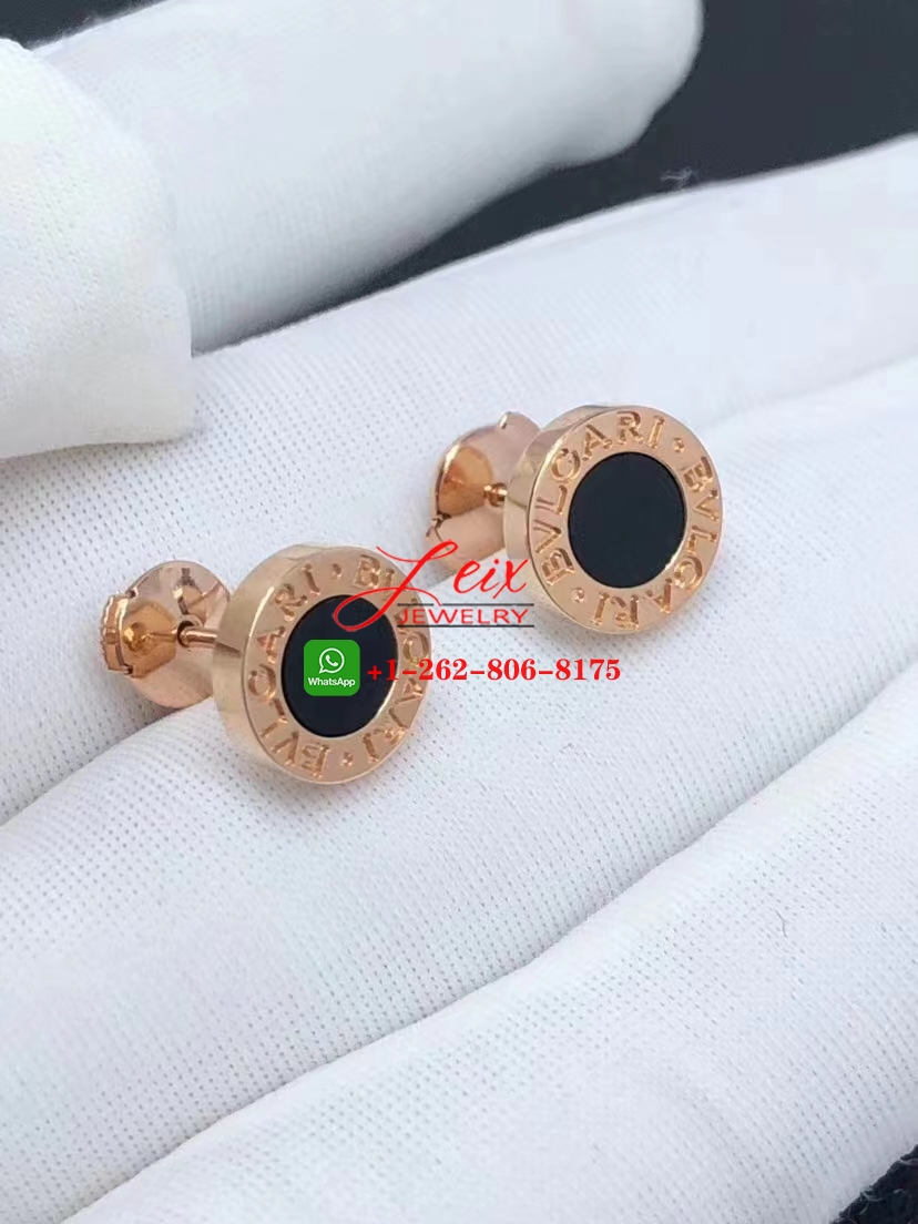 Custom Made Bvlgari 18K Rose Gold Black Onyx Stud Earrings Custom Made Bvlgari 18K Rose Gold Black Onyx Stud Earrings