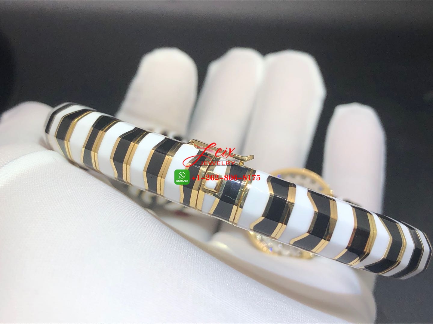 David Webb Zebra Black & White Enamel Diamond & Ruby Animal Bangle Bracelet (2) David Webb Zebra Black & White Enamel Diamond & Ruby Animal Bangle Bracelet