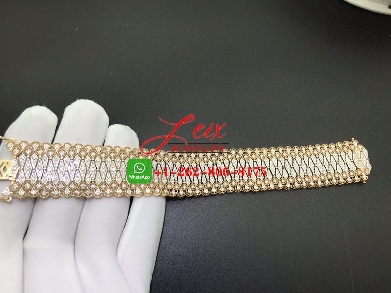 Desinger Buccellati Mesh Soft Bracelet in 18k Yellow Gold & White Gold with Diamonds (1) Desinger Buccellati Mesh Soft Bracelet in 18k Yellow Gold & White Gold with Diamonds