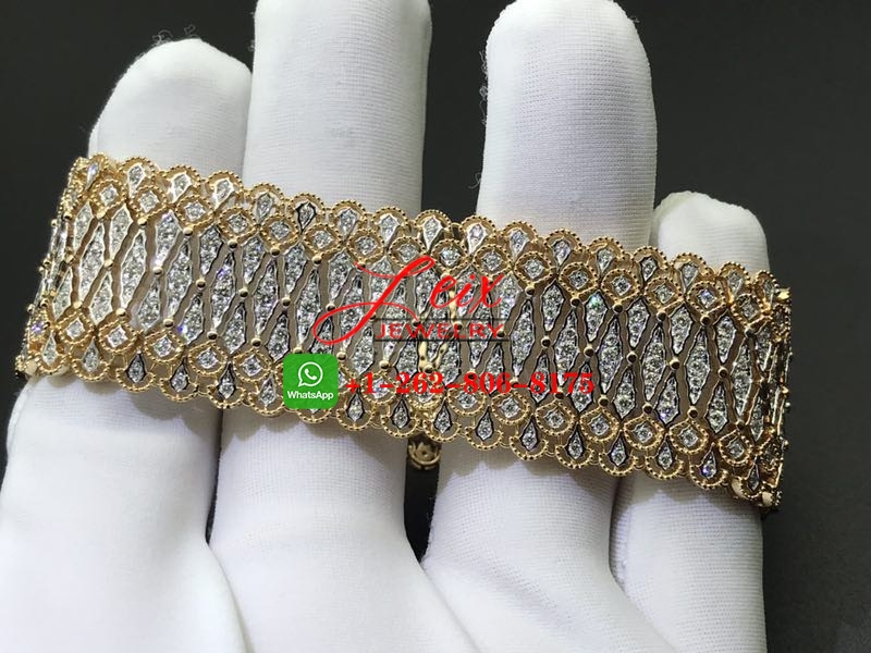 Desinger Buccellati Mesh Soft Bracelet in 18k Yellow Gold & White Gold with Diamonds (2) Desinger Buccellati Mesh Soft Bracelet in 18k Yellow Gold & White Gold with Diamonds