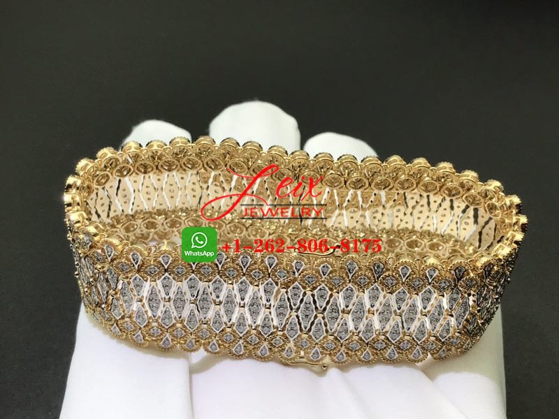 Desinger Buccellati Mesh Soft Bracelet in 18k Yellow Gold & White Gold with Diamonds (3) Desinger Buccellati Mesh Soft Bracelet in 18k Yellow Gold & White Gold with Diamonds