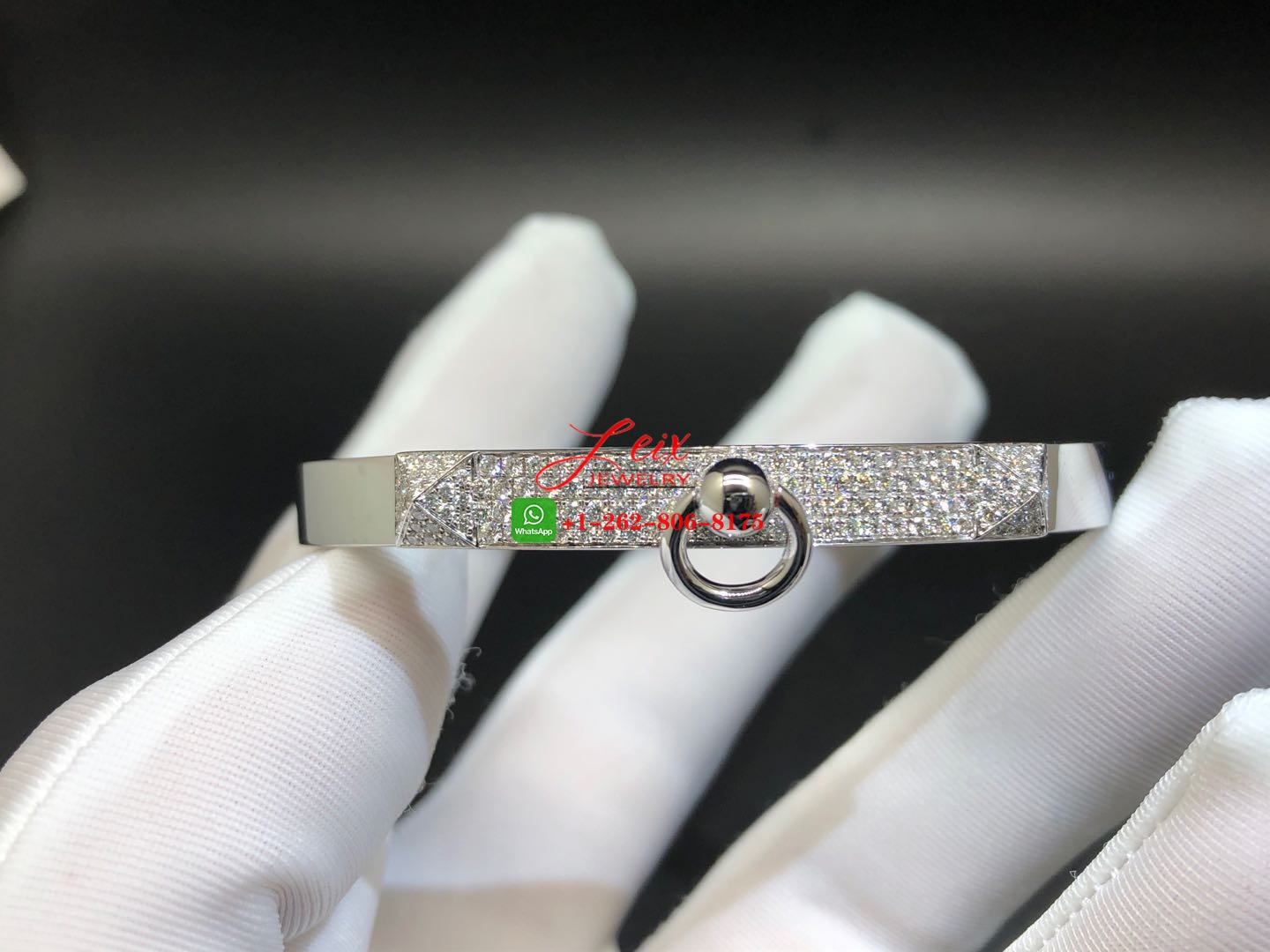 Hermes Collier de Chien 18k White Gold Diamond CDC Bracelet (1) Hermes Collier de Chien 18k White Gold Diamond CDC Bracelet