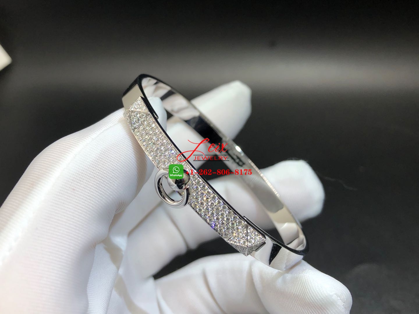Hermes Collier de Chien 18k White Gold Diamond CDC Bracelet Hermes Collier de Chien 18k White Gold Diamond CDC Bracelet