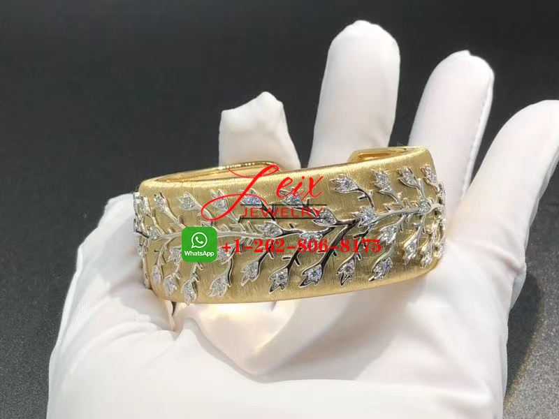 Inspired Buccellati 18K Yellow & White Gold Wide Cuff Bracelet Inspired Buccellati 18K Yellow & White Gold Wide Cuff Bracelet