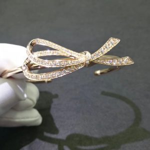Tiffany 18k Rose Gold Diamond Bow Cuff Bracelet