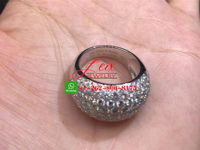 Van Cleef & Arpels 18k White Gold 2.5ct Diamond Paved Dome Ring (5) Van Cleef & Arpels 18k White Gold 2.5ct Diamond Paved Dome Ring
