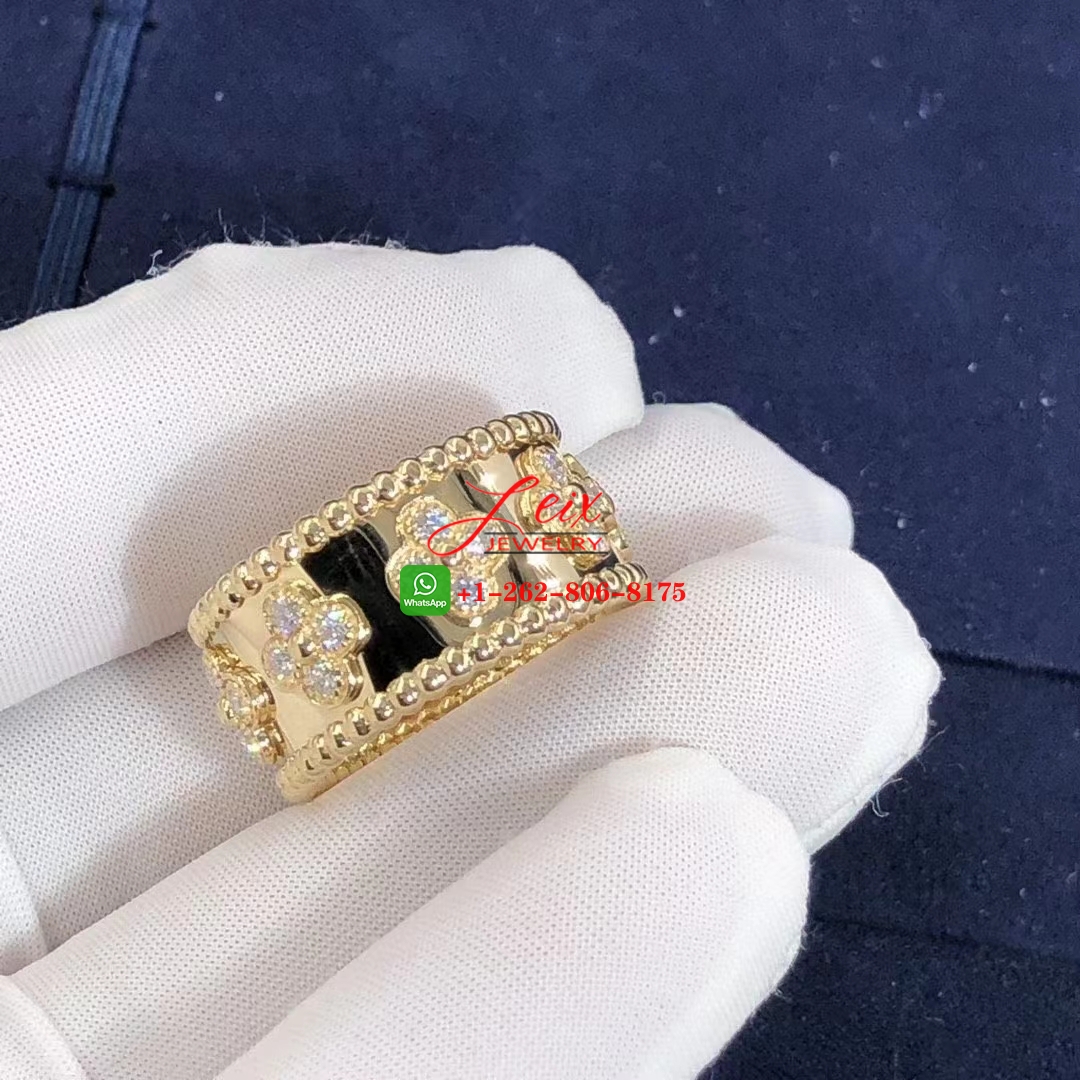 Van Cleef & Arpels Perlée Clover Diamond & 18k Yellow Gold Ring Van Cleef & Arpels Perlée Clover Diamond & 18k Yellow Gold Ring