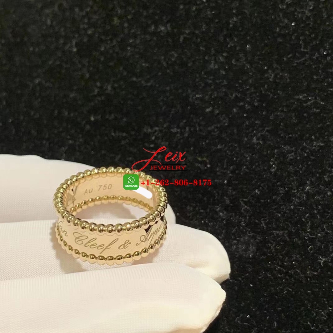 Van Cleef & Arpels Perlee Signature Solid 18K Yellow Gold Band Ring (1) Van Cleef & Arpels Perlee Signature Solid 18K Yellow Gold Band Ring