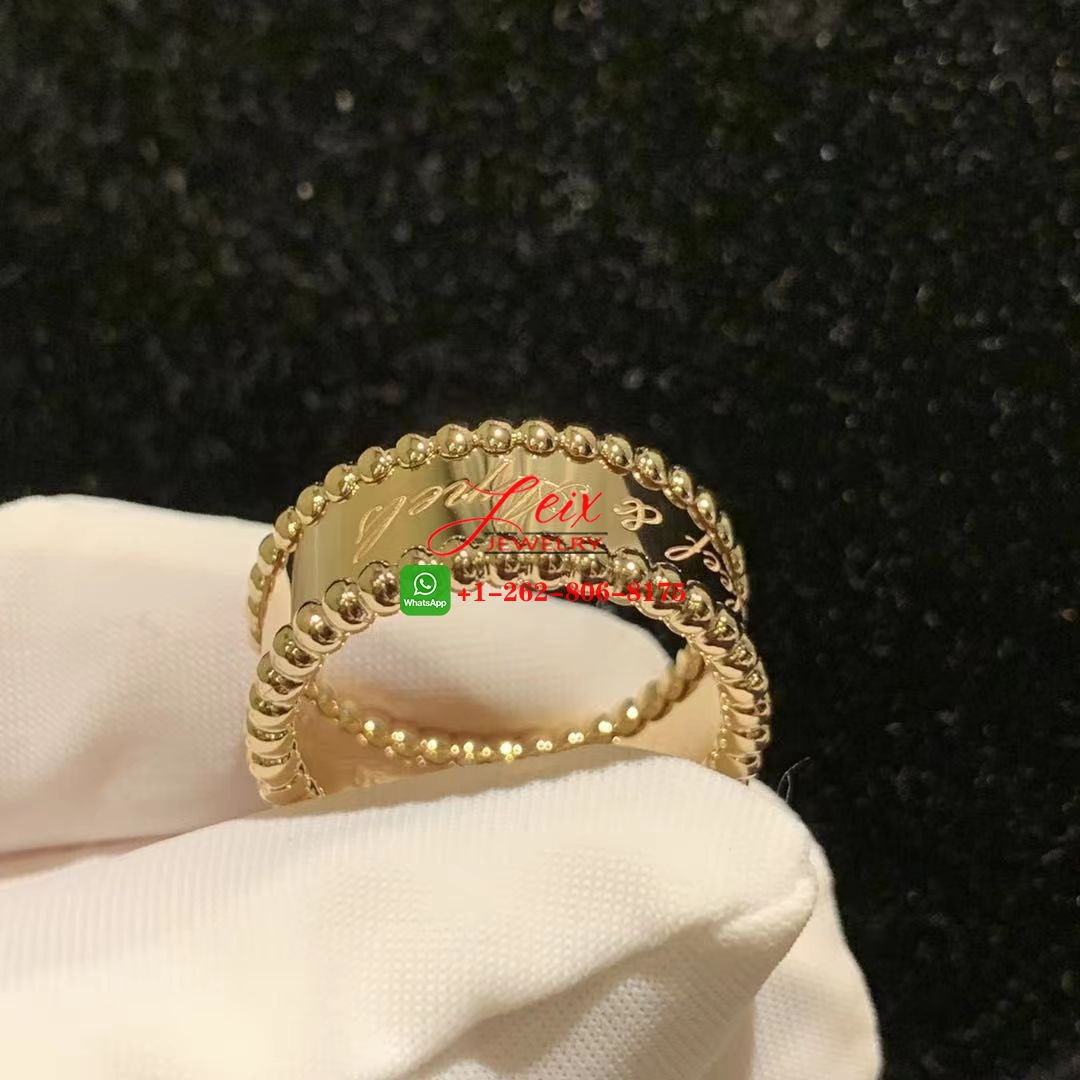 Van Cleef & Arpels Perlee Signature Solid 18K Yellow Gold Band Ring (2) Van Cleef & Arpels Perlee Signature Solid 18K Yellow Gold Band Ring