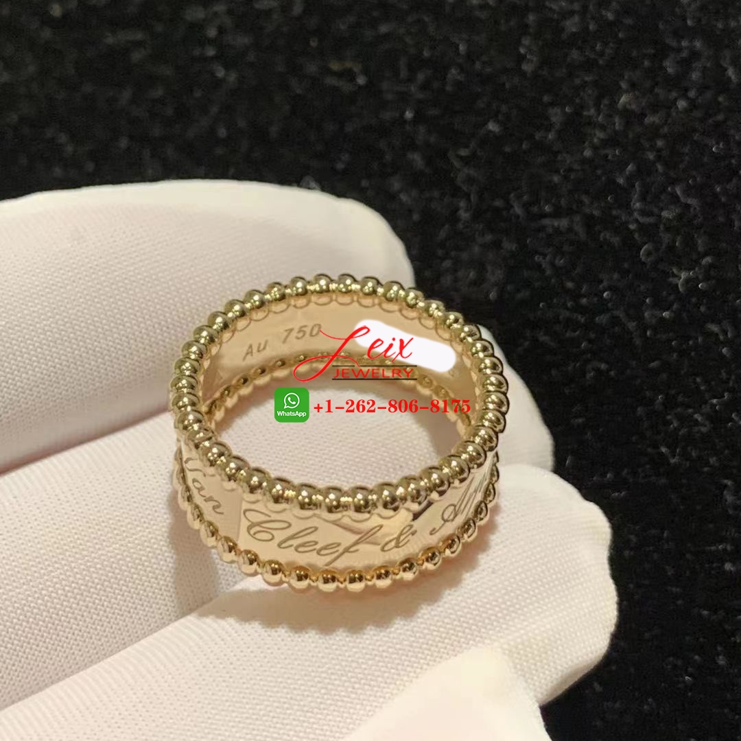Van Cleef & Arpels Perlee Signature Solid 18K Yellow Gold Band Ring (3) Van Cleef & Arpels Perlee Signature Solid 18K Yellow Gold Band Ring