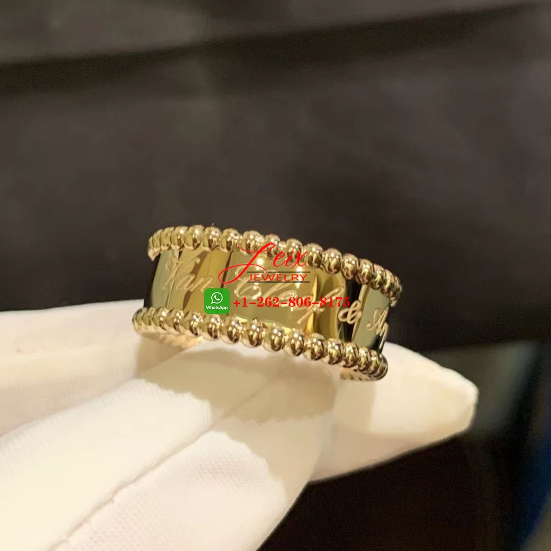 Van Cleef & Arpels Perlee Signature Solid 18K Yellow Gold Band Ring (4) Van Cleef & Arpels Perlee Signature Solid 18K Yellow Gold Band Ring