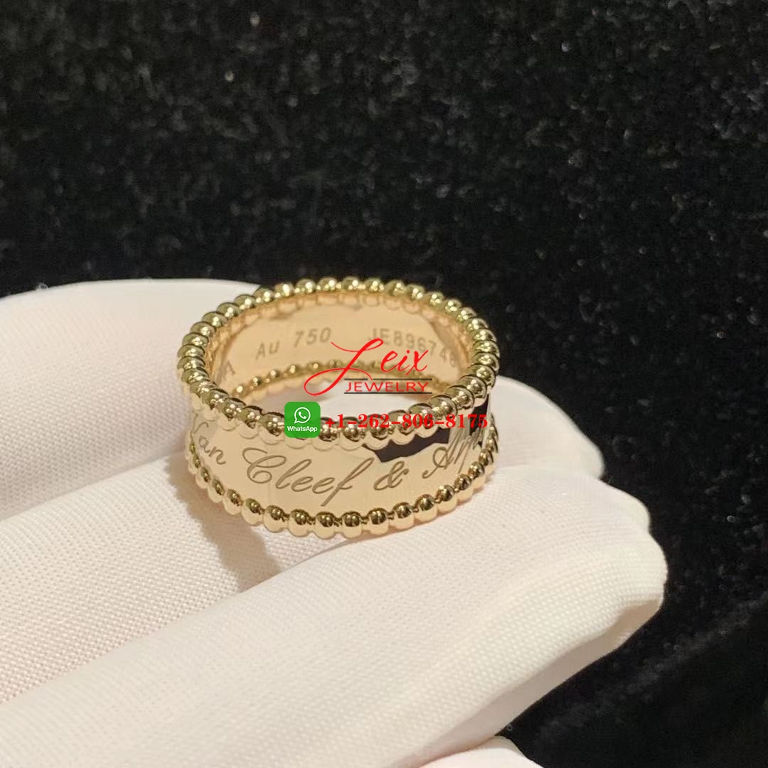 Van Cleef & Arpels Perlee Signature Solid 18K Yellow Gold Band Ring Van Cleef & Arpels Perlee Signature Solid 18K Yellow Gold Band Ring
