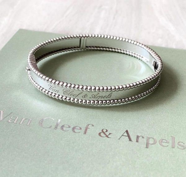 Van Cleef Arpels Perlée Signature Solid 18k White Gold Bracelet
