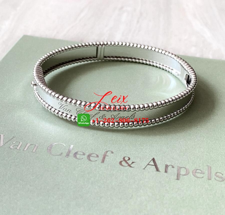 Van Cleef Arpels Perlée Signature Solid 18k White Gold Bracelet Van Cleef Arpels Perlée Signature Solid 18k White Gold Bracelet