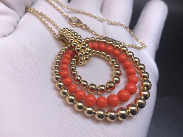 Van Cleef Perlée Couleurs Transformable 18K Yellow Gold Coral Long Necklace