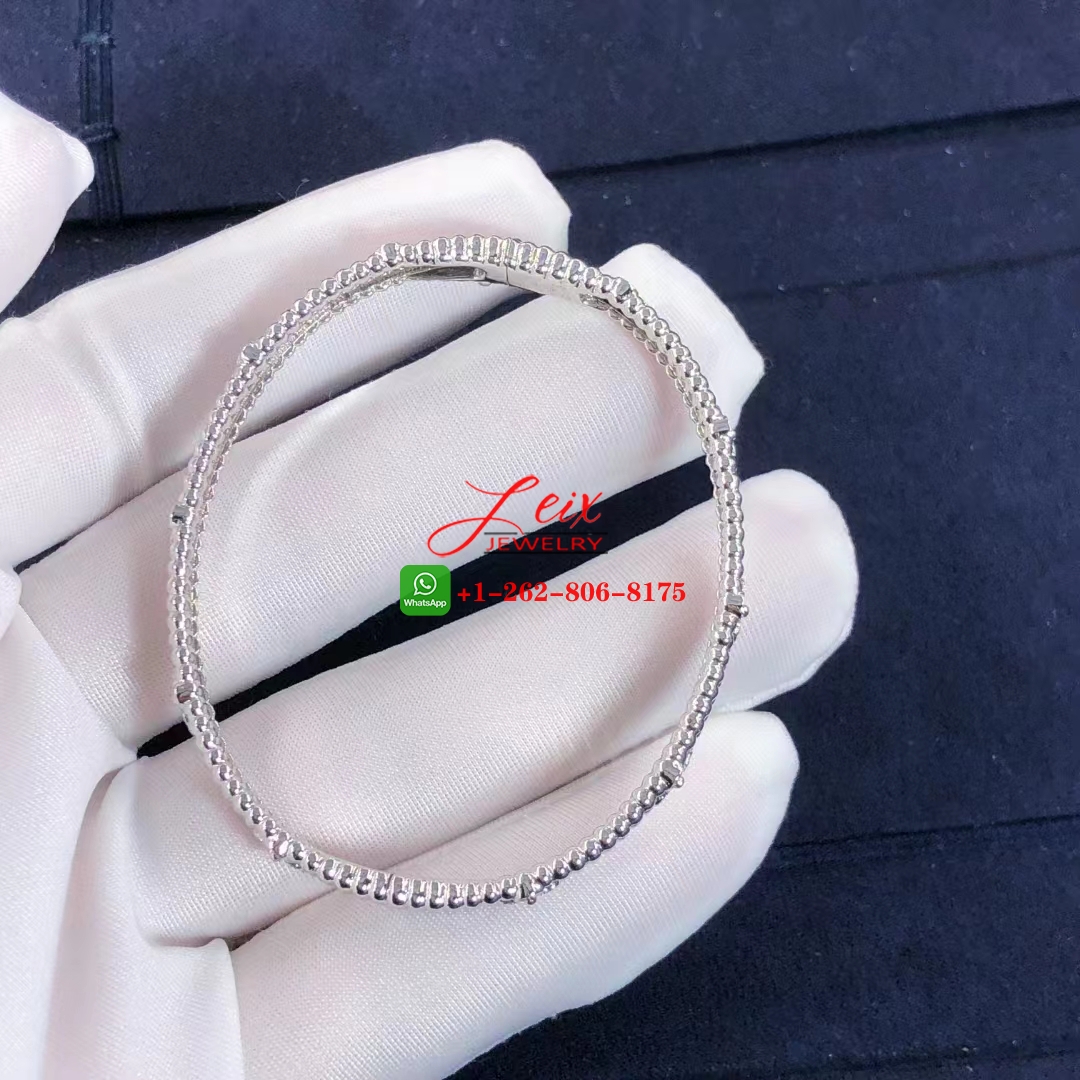 Van Cleef Perlée Sweet Clovers 18K White Gold Diamond Bracelet (4) Van Cleef Perlée Sweet Clovers 18K White Gold Diamond Bracelet