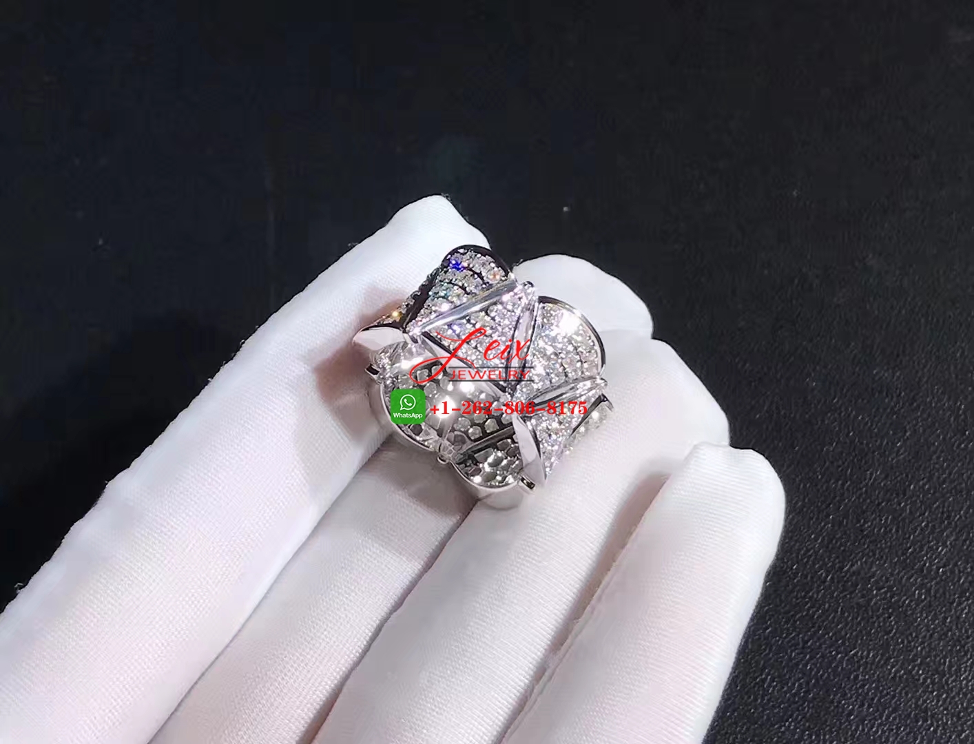 Bulgari Diva's Dream 18k White Gold Full Diamond Ring (4) Bulgari Diva's Dream 18k White Gold Full Diamond Ring