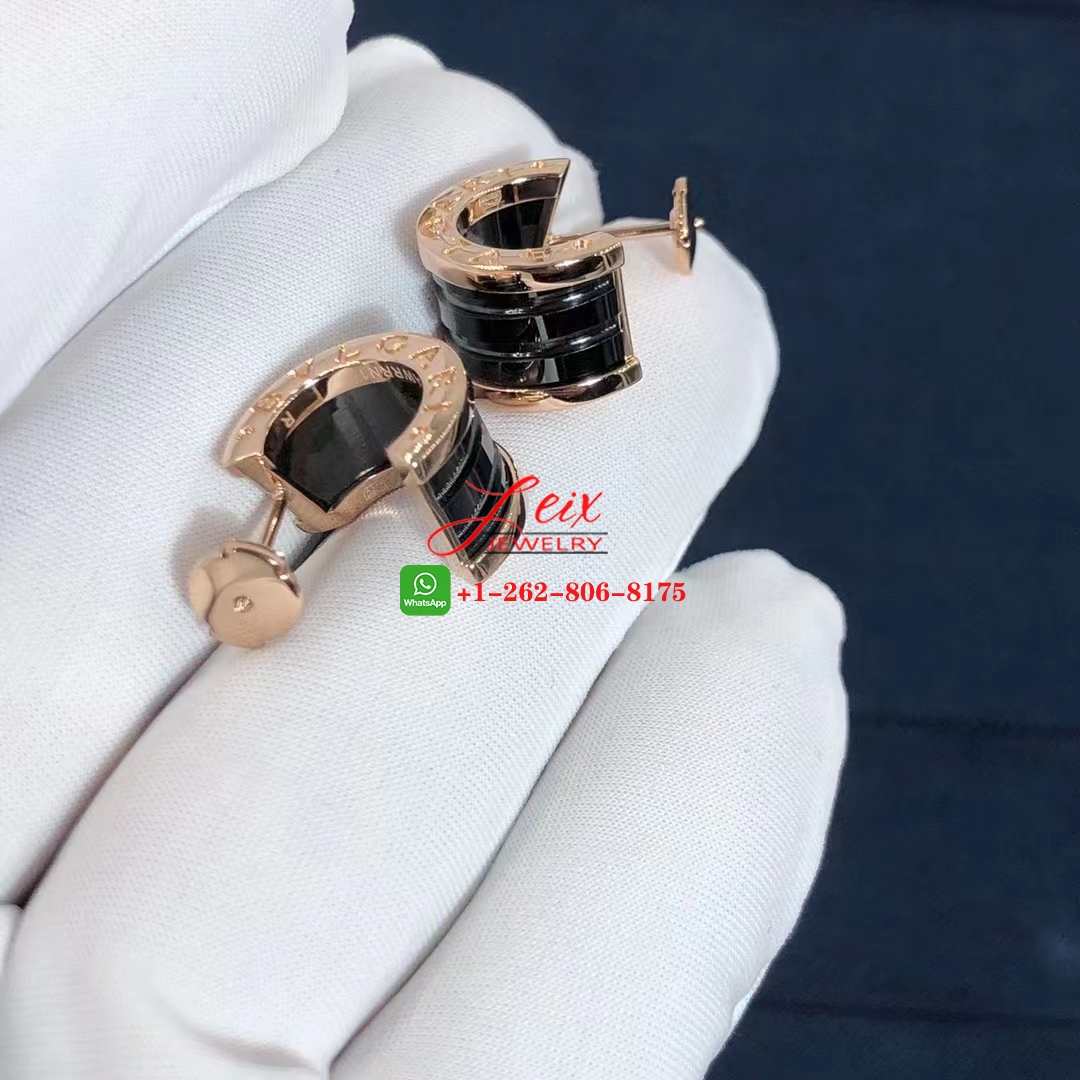 Bvlgari 18K Rose Gold Black Ceramic B.zero1 Hoop Earrings (1) Bvlgari 18K Rose Gold Black Ceramic B.zero1 Hoop Earrings